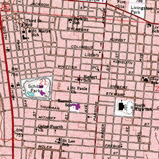 Topographic Map of Siebert Elementary School, OH