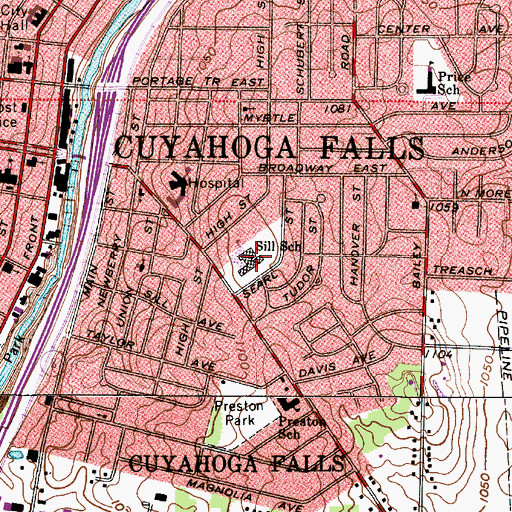 Topographic Map of Sill Middle School, OH