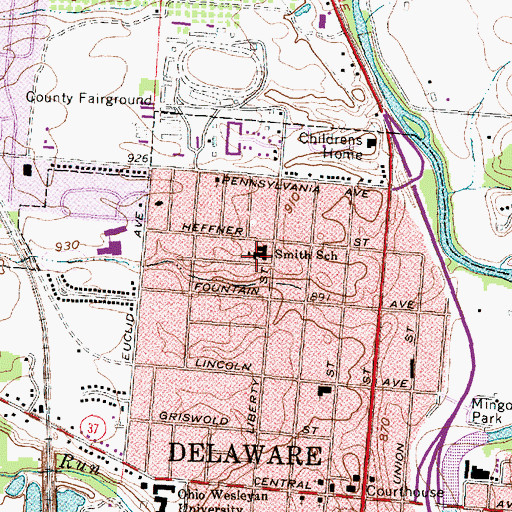 Topographic Map of David Smith Elementary School, OH