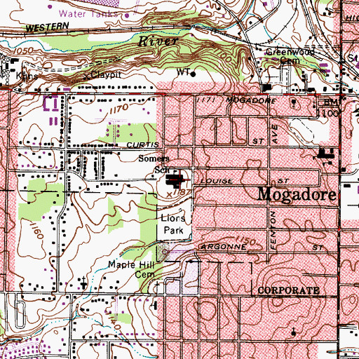 Topographic Map of O H Somers Elementary School, OH
