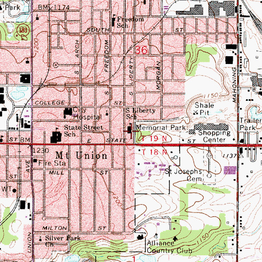 Topographic Map of Liberty Elementary School, OH