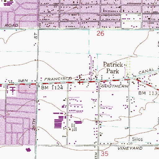 Topographic Map of San Francisco Canal South Branch, AZ