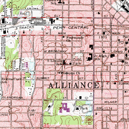 Topographic Map of South Lincoln Elementary School, OH