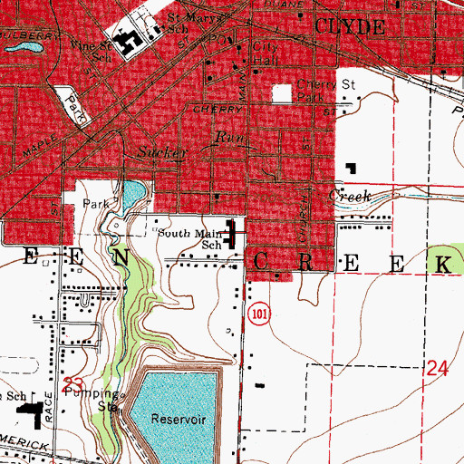 Topographic Map of South Main Elementary School, OH