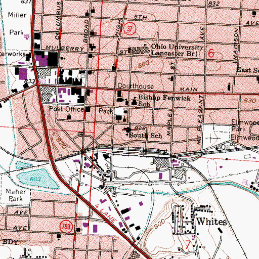 Topographic Map of South Elementary School, OH