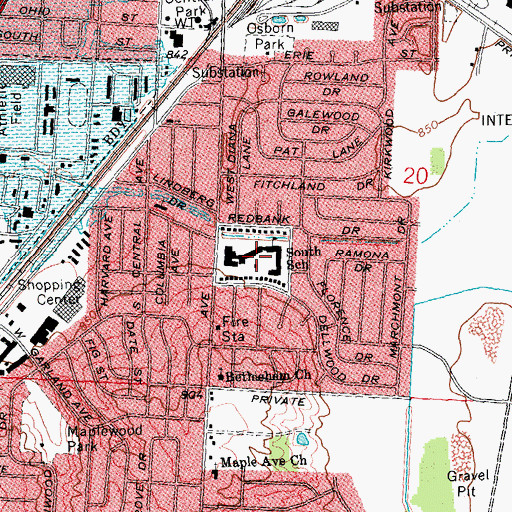 Topographic Map of South Elementary School, OH