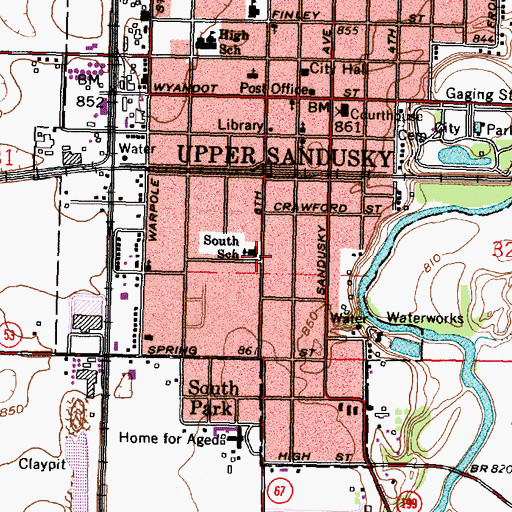Topographic Map of South Elementary School, OH