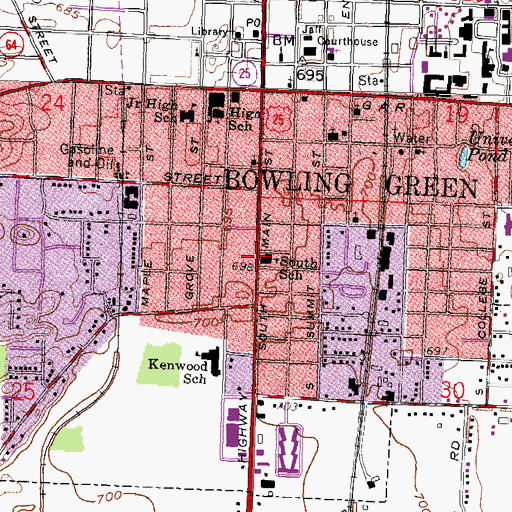 Topographic Map of South Main Elementary School, OH