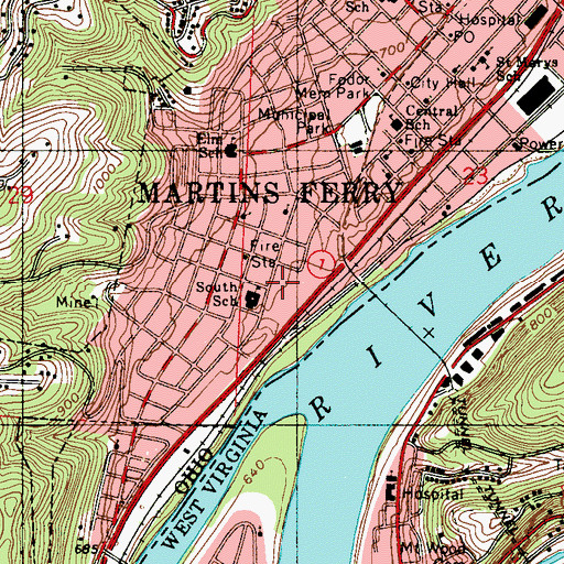 Topographic Map of South Elementary School, OH