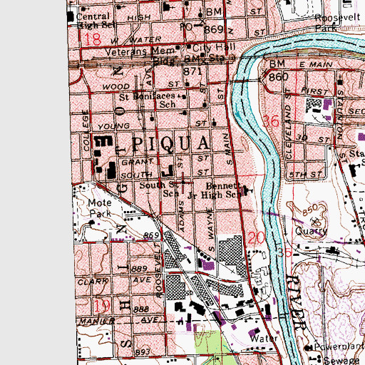 Topographic Map of South Street Elementary School, OH