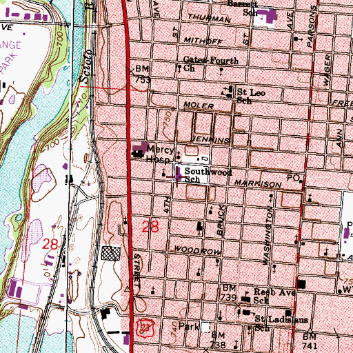 Topographic Map of Southwood Elementary School, OH