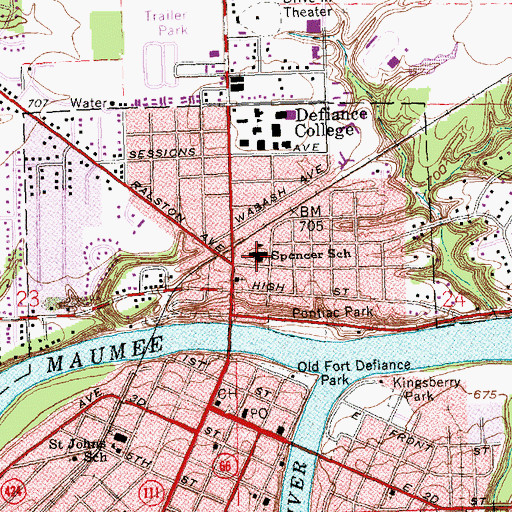 Topographic Map of Spencer Elementary School, OH