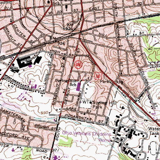 Topographic Map of Spring Hill Elementary School, OH