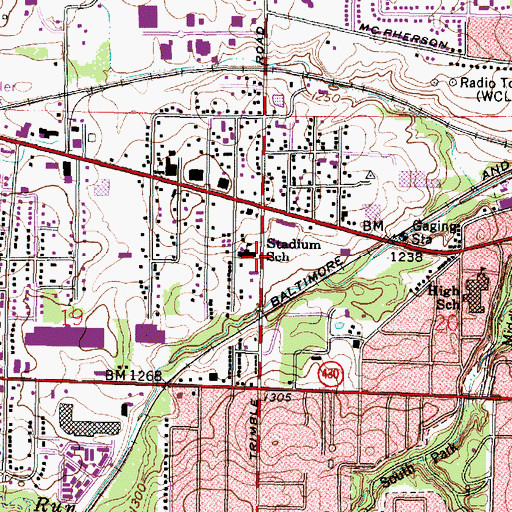Topographic Map of Stadium Elementary School, OH