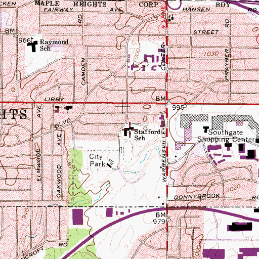 Topographic Map of Stafford Elementary School, OH