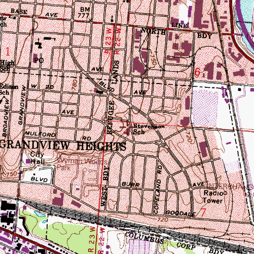 Topographic Map of Robert Louis Stevenson Elementary School, OH