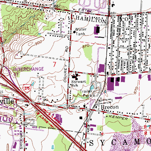 Topographic Map of Stewart Elementary School, OH
