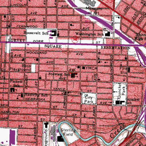 Topographic Map of Ella P Stewart Academy For Girls, OH