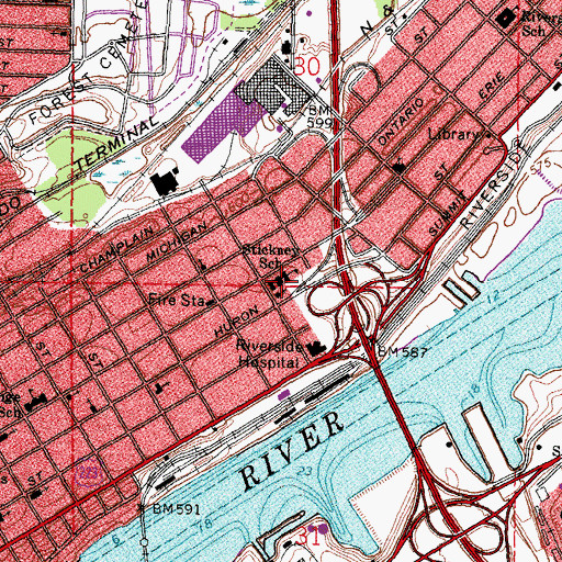 Topographic Map of Stickney Elementary School, OH