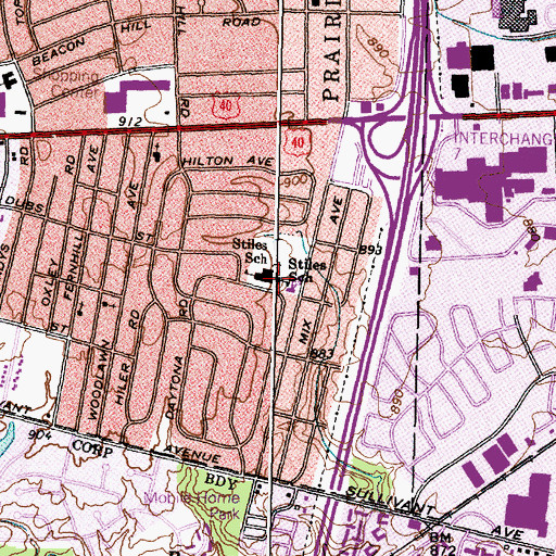 Topographic Map of Stiles Elementary School, OH