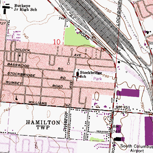 Topographic Map of Stockbridge Elementary School (historical), OH