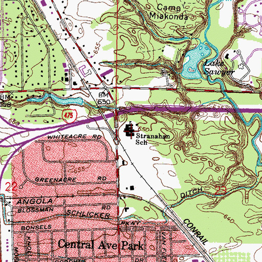 Topographic Map of Stranahan Elementary School, OH