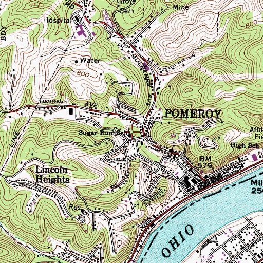 Topographic Map of Sugar Run Elementary School, OH