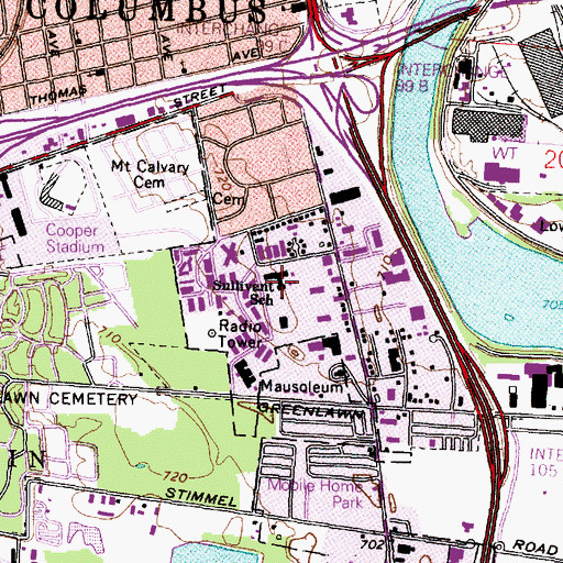 Topographic Map of Sullivant Elementary School, OH