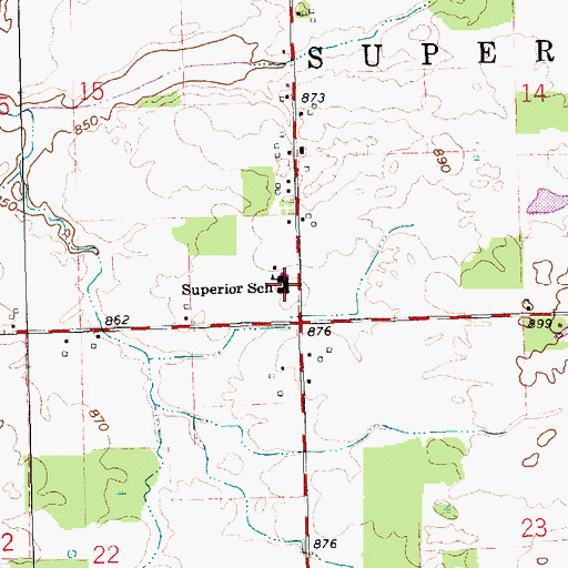 Topographic Map of Superior Elementary School, OH