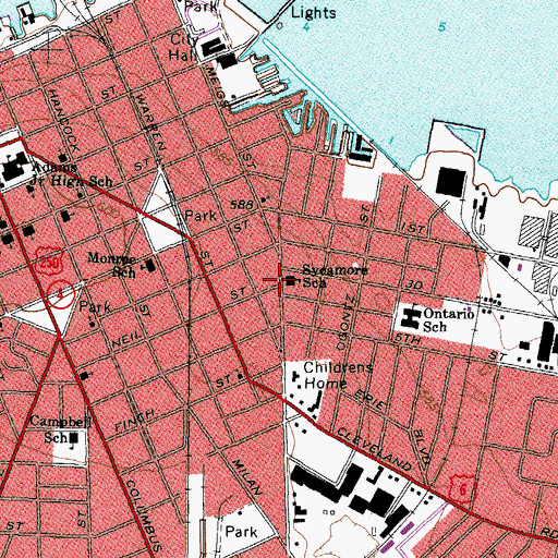 Topographic Map of Sycamore Elementary School, OH