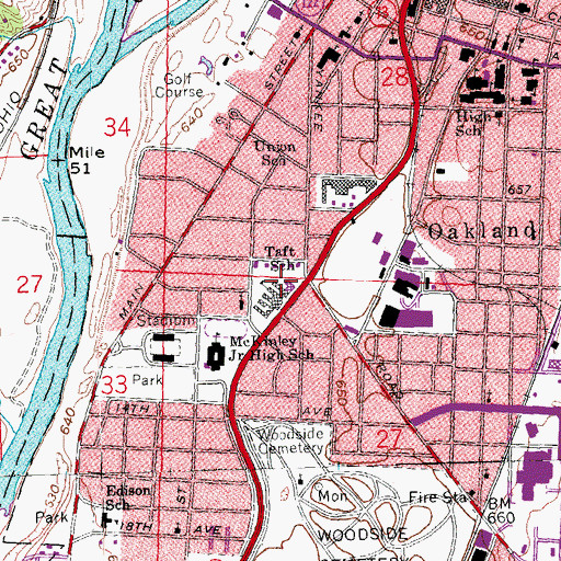 Topographic Map of Taft Elementary School, OH