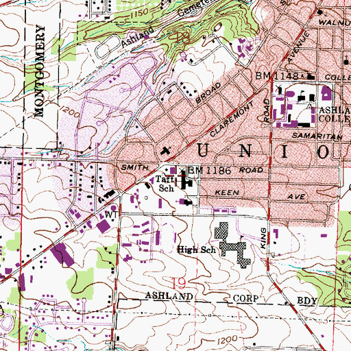 Topographic Map of Taft Elementary School, OH