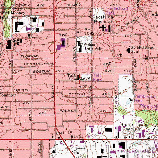 Topographic Map of Taft Elementary School, OH
