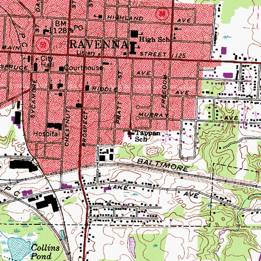 Topographic Map of Tappan Elementary School, OH