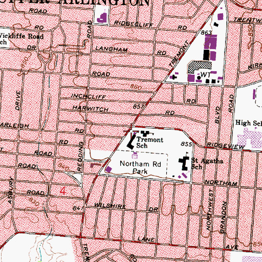 Topographic Map of Tremont Elementary School, OH