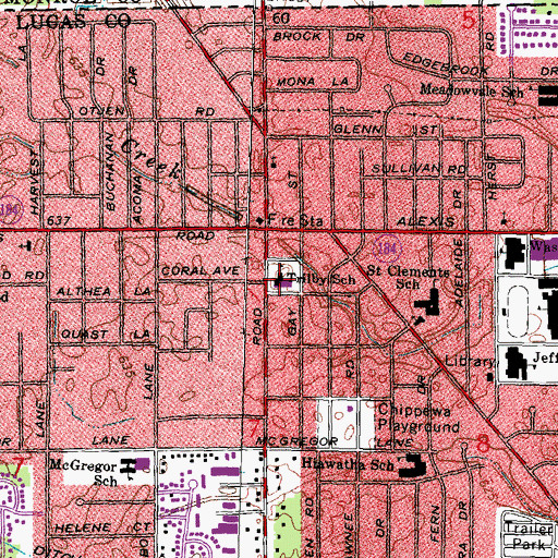 Topographic Map of Trilby Elementary School, OH