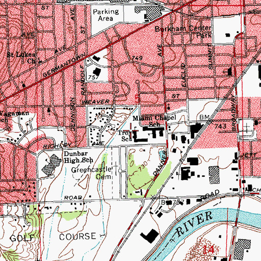 Topographic Map of Miami Chapel Elementary Structured Traditional School, OH