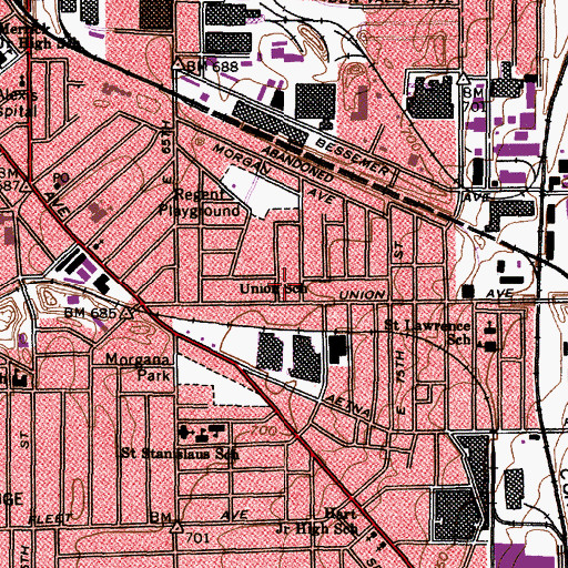 Topographic Map of Union Elementary School, OH