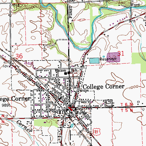 Topographic Map of College Corner Union Elementary School, OH
