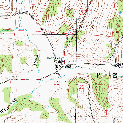 Topographic Map of Union Elementary School, OH