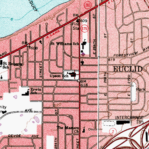 Topographic Map of Upson Elementary School, OH