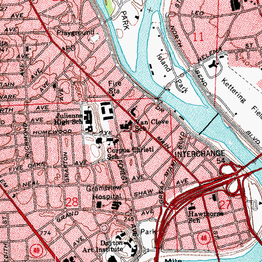 Topographic Map of Van Cleve Elementary School for the Arts at McGuffy, OH