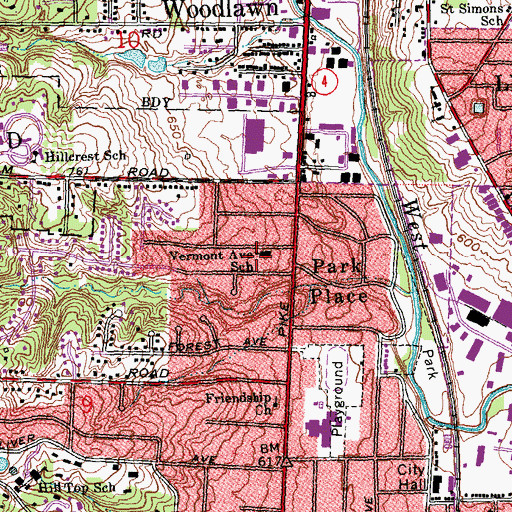Topographic Map of Vermont Avenue Elementary School, OH