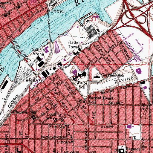 Topographic Map of Waite High School, OH