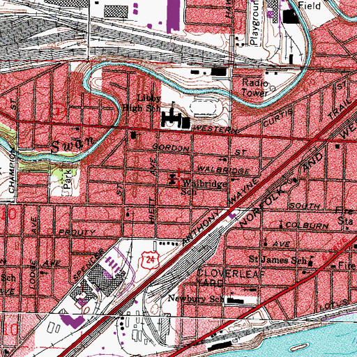 Topographic Map of Walbridge Elementary School, OH