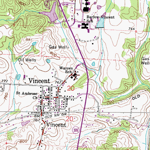 Topographic Map of Warren Elementary School, OH