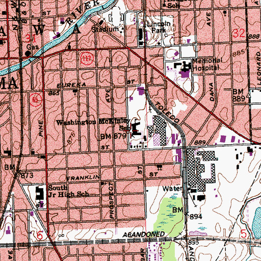 Topographic Map of Washington McKinley Elementary School, OH