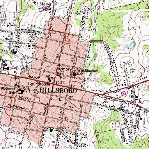 Topographic Map of Washington Elementary School, OH