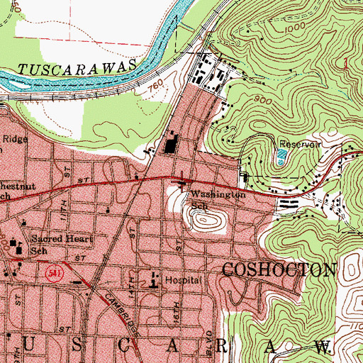 Topographic Map of Washington Elementary School, OH