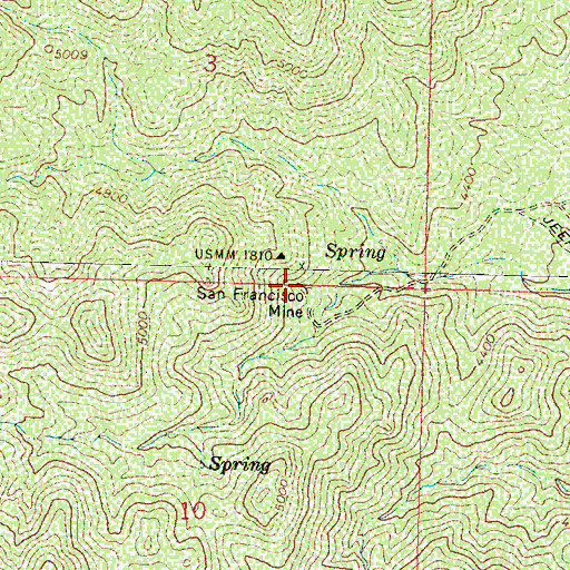 Topographic Map of San Francisco Mine, AZ